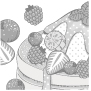 オリジナルイラスト『パンケーキ、森の植物』線描イラスト